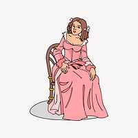 Victorian woman clipart, cartoon character illustration vector. Free public domain CC0 image.