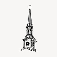 Steeple clipart, architecture illustration vector. Free public domain CC0 image.