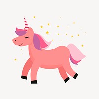 Pink unicorn illustration. Free public domain CC0 image.