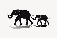 Elephants silhouette clipart, wild animal illustration vector. Free public domain CC0 image.