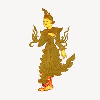 Vintage Myanmar character, religious illustration vector. Free public domain CC0 image.