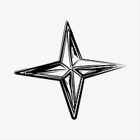 Star icon collage element, black and white illustration vector. Free public domain CC0 image.