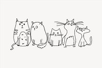 Cat gang  collage element, black and white illustration vector. Free public domain CC0 image.