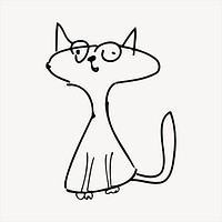 Cat line art collage element, black and white illustration vector. Free public domain CC0 image.