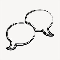 Speech bubble  collage element, black and white illustration vector. Free public domain CC0 image.