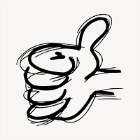 Thumbs up collage element, black and white illustration vector. Free public domain CC0 image.