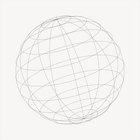 Globe grid collage element, black and white illustration vector. Free public domain CC0 image.