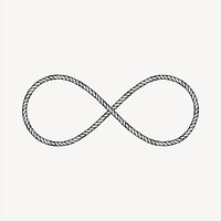 Infinity rope collage element, black and white illustration vector. Free public domain CC0 image.