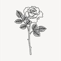 Rose collage element, black and white illustration vector. Free public domain CC0 image.