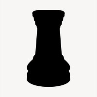 Rook chess silhouette collage element vector. 