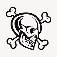 Crossbones skull collage element, black and white illustration vector. Free public domain CC0 image.