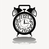 Alarm clock collage element, black and white illustration vector. Free public domain CC0 image.