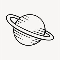 Saturn collage element, black and white illustration vector. Free public domain CC0 image.
