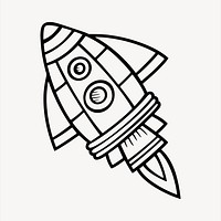 Rocket collage element, black and white illustration vector. Free public domain CC0 image.