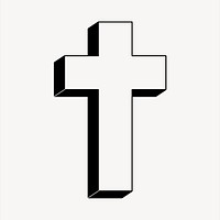 Christian cross clipart, black and white illustration psd. Free public domain CC0 image.