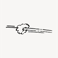 Comic speed cloud collage element, black and white illustration vector. Free public domain CC0 image.