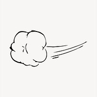 Comic speed cloud collage element, black and white illustration vector. Free public domain CC0 image.