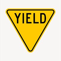 Yield sign clipart, traffic illustration. Free public domain CC0 image.