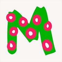 M alphabet collage element, cute illustration vector. Free public domain CC0 image.