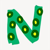 N alphabet collage element, cute illustration vector. Free public domain CC0 image.