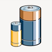 Batteries collage element, energy illustration vector. Free public domain CC0 image.