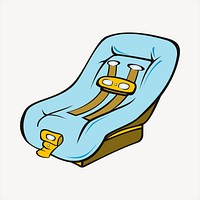 Car seat collage element, cute illustration vector. Free public domain CC0 image.