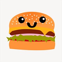 Cartoon hamburger  collage element, cute illustration vector. Free public domain CC0 image.