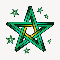 Green star clipart, cute illustration. Free public domain CC0 image.