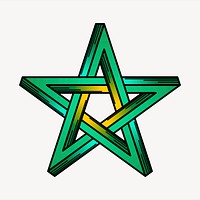 Green star collage element, cute illustration vector. Free public domain CC0 image.