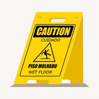 Caution sign collage element, warning  illustration vector. Free public domain CC0 image.