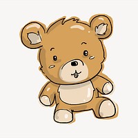 Teddy bear collage element, cute illustration vector. Free public domain CC0 image.