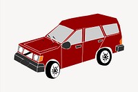 Red car collage element, transport illustration vector. Free public domain CC0 image.