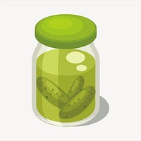 Pickle jar collage element, food illustration vector. Free public domain CC0 image.