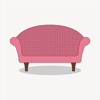 Pink couch  collage element, cute illustration vector. Free public domain CC0 image.