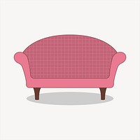 Pink couch  clipart, cute illustration. Free public domain CC0 image.