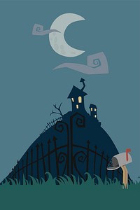 Cute haunted house collage element, Halloween illustration vector. Free public domain CC0 image.