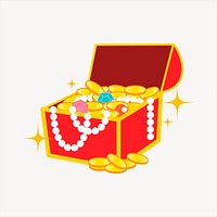 Treasure chest collage element, cute illustration vector. Free public domain CC0 image.