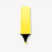 Yellow highlighter  collage element, cute illustration vector. Free public domain CC0 image.