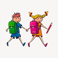 School kids collage element, cute illustration vector. Free public domain CC0 image.