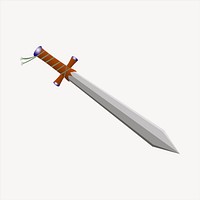 Sword collage element, cute illustration vector. Free public domain CC0 image.