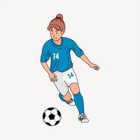 Female football player clipart, cute illustration psd. Free public domain CC0 image.
