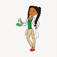 Female chemist collage element, cute illustration vector. 