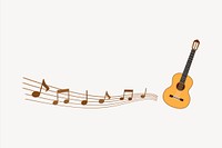 Guitar collage element, cute illustration vector. Free public domain CC0 image.