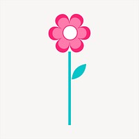 Pink flower collage element, cute illustration vector. Free public domain CC0 image.