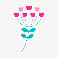 Heart flower collage element, cute illustration vector. Free public domain CC0 image.