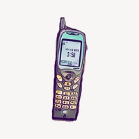 Classic phone collage element, cute illustration vector. Free public domain CC0 image.