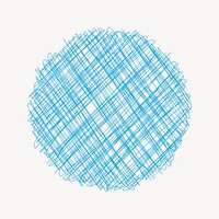 Blue scribble ball collage element, cute illustration vector. Free public domain CC0 image.