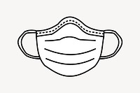 Medical mask drawing, black and white illustration vector. Free public domain CC0 image.