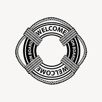 Welcome lifebelt drawing, black and white illustration vector. Free public domain CC0 image.