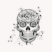 Calavera skull drawing, Day of the Dead illustration vector. Free public domain CC0 image.